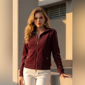 Roots Women's Deep Burgundy Bomber Jacket